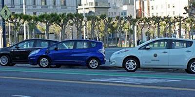 Ford C-Max Energi, Honda Fit EV and Nissan Leaf at a ...