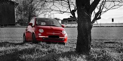 Kostenloses Foto: Fiat 500, Rot, Feld, Schwarz Weiss ...